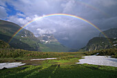 Rainbow over Logan Pass. Glacier National Park. Montana. USA
