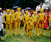 Puliattam (tiger dancers). Atham Festival at Tripunithura. Kerala. India