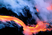 Lava into Ocean. Kilauea Volcano. Hawaii. USA