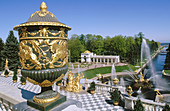 Grand Cascade: canals and water works. Peterhof Park. St. Petersburg. Russia
