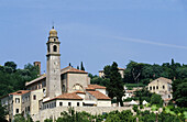 Church Santa Maria Assunta (1020) in Arquà Petrarca. Veneto, Italy