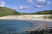 Anakena beach. Anakena. Easter Island. Chile.