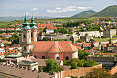 Town & Minorite Church from Lyceum Rooftop. Eger. Northern Uplands. Hungary. 2004.
