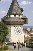 Schlossberg. Uhrturm, XVIIIth century Graz Clock Tower. Longtime Symbol of Graz. Graz. Styria (Stiermark). Austria. 2004.