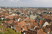 Town View with Town Hall (Rathaus) from the Schlossberg. Daytime. Graz. Styria (Stiermark). Austria. 2004.