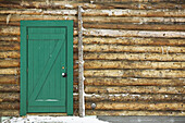 Alaskan Log Cabin. Delta Junction Visitor Center. Winter. Delta Junction. Interior. Alaska. USA.