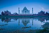 Taj Mahal. Seen from Yamuna River. Dusk. Agra. Uttar Pradesh. India.