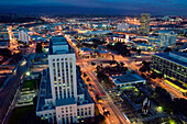 Evening View of Dowtown and Union Station from Los Angeles City Hall. Downtown. Los Angeles. California. USA.