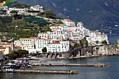 Town View with Harbor. Late Afternoon. Amalfi. Amalfi Coast. Campania. Italy.
