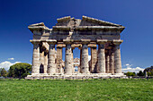 Site of Ancient Greek Ruins.Tempio di Nettuno (Temple of Neptune) mid-Vth century BC Doric Temple. Paestum. Campania. Italy.
