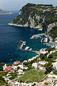 View of Capri port from Anacapri. Capri. Bay of Naples. Campania. Italy.