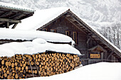 Wood Pile / Winter. Lauterbrunnen. Bern. Switzerland.