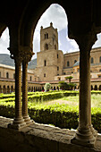 Santa Maria La Nuova Duomo (Cathedral) (12th century) -Exterior from the Cloisters, Monreale. Sicily, Italy