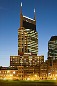 Downtown & Bell South Tower along Cumberland River, Nashville. Tennessee. USA
