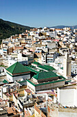 Morocco-Moulay-Idriss: Town View & the Mausoleum of Moulay Idriss, Saint and founder of Morocco s First Imperial Dynasty Late 8th century AD