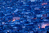 Morocco-Fes: Fes El-Bali (Old Fes)-Evening View from the Merenid Tombs