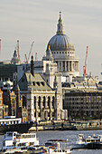 View towards St. Paul s Cathedral along Thames River / Morning. London. England. UK.