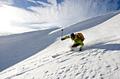 Skier freeriding, Disentis, Grisons, Switzerland