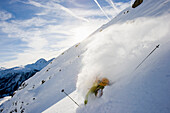 Freerider falling, Disentis, Grisons, Switzerland