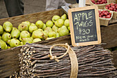 California. San Francisco. Ferry Building Farmer s Market. Apple twigs and apples