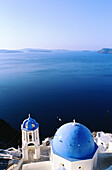 Greece, Cyclades, Santorini. Church on the Caldeira at Oia.