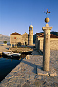 Kotor Bay Perast Island of Gospa od Skrpjela (Lady of Skrpljel). Republic of Montenegro. Adriatic sea coast, Balkan States.