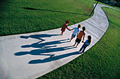 Children walking down path together