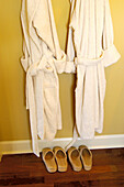 matching bathrobes and slippers