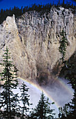 Yellowstone Falls and rainbow. USA.