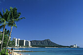 Waikiki beach and Diamond Head. Honolulu, Oahu. Hawaii, USA