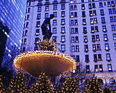 Christmas trees. Pulitzer fountain. Manhattan. New York. U.S.A.