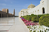 Gardens and main roof dome, Sultan Qaboos Grand Mosque, Muscat, Oman