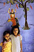 Children at the blue village. Jodhpur, Rajasthan. India