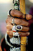 Sufi man s hand with jewelry. Pakistan