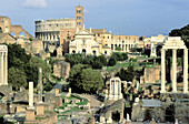 Roman forum and Colosseum in background. Rome. Italy