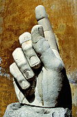 Hand, remains of huge Constantine s statue. Conservatori Museum. Rome. Italy