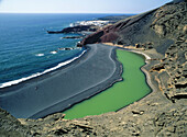Laguna Verde (Green Lagoon) at El Golfo. Lanzarote. Canary Islands. Spain