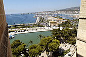 View of waterfront from Gothic cathedral. Palma de Mallorca. Majorca, Balearic Islands. Spain