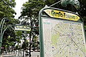 Classical art nouveau metro signs. Paris. France