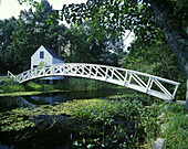 Bridge & mill pond, Somesville, Mount desert island, Maine, USA.