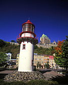 Lighthouse, Petite champlain & chateau frontenac, Quebec, Canada.
