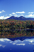 Scenic fall foliage, Upper ammonoosucriver & perry peaks, New hampshire, USA.