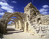 Arcaded crusader Street ruins, Caesaria national park, Israel.