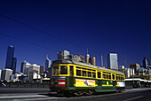 Trolley bus, Prince s bridge, Melbourne, Victoria, Australia.