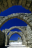 Arch, Arcaded crusader Street ruins, Caesaria national park, Israel.