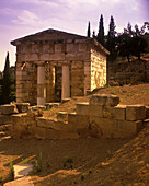 Treasury of the athenians ruins, Delphi, Greece.