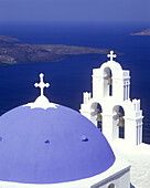 Church dome, Phirostephani, Santorini, Greece.