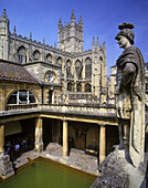 Great roman bath & abbey, Bath, Avon, England, UK