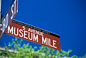 Fifth Avenue museums sign, Manhattan, New York, USA.