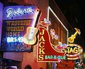 Neon bar & restaurant signs, Lower broadway, Nashville, Tennessee, USA.